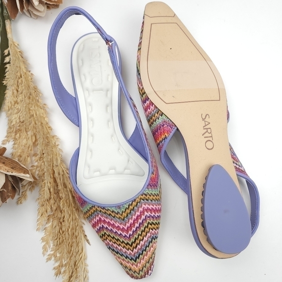 SARTO Purple Pink Weave Cutout Slingback Point Flats Sz 6m - Picture 8 of 12